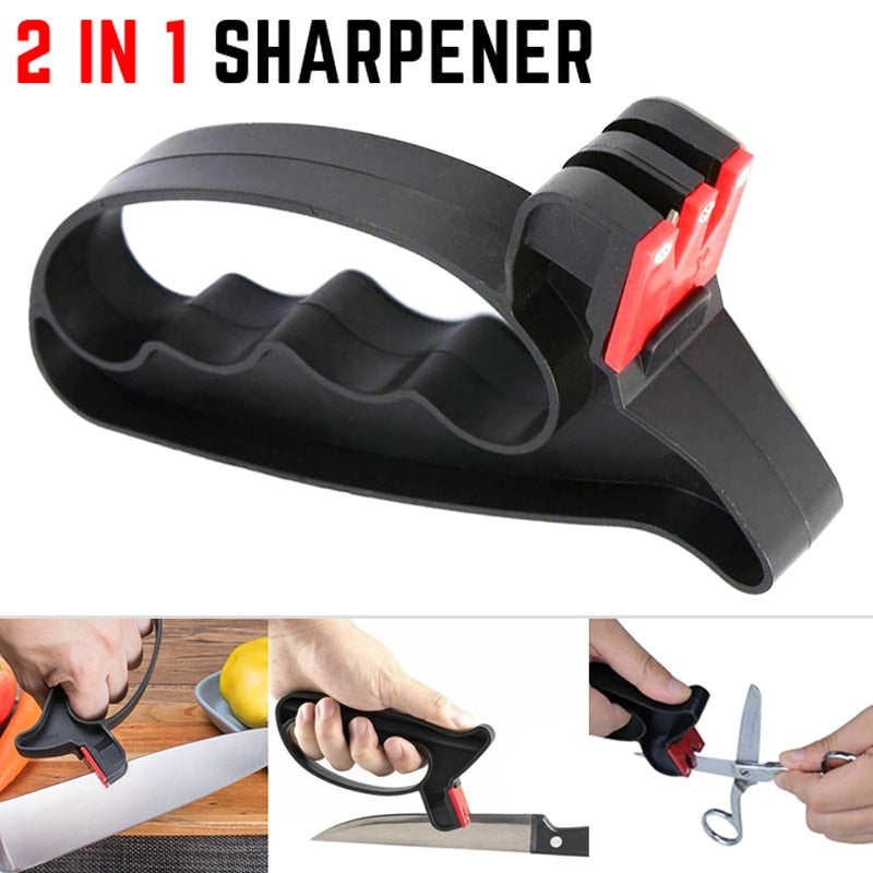 2 In 1 Professional Handheld Sharpener Scissors Blades Sharpening Tool Kitchen Knives  Accessories