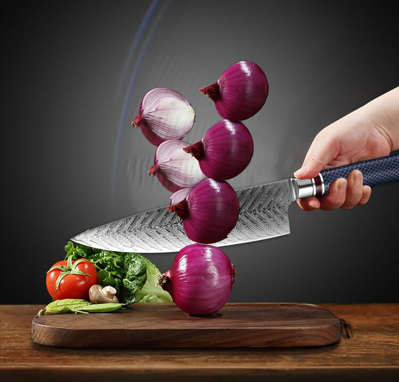 Chef Knife Damascus Steel Sharp Utility Slicer Knife Resin Honeycomb Handle Kitchen Knives