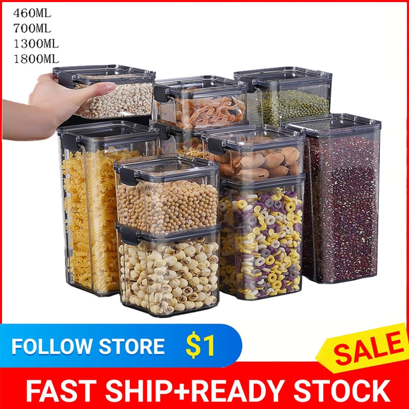 Food Storage Container Refrigerator Transparent Sealed With Lids Storage Kitchen Snack Storage Box